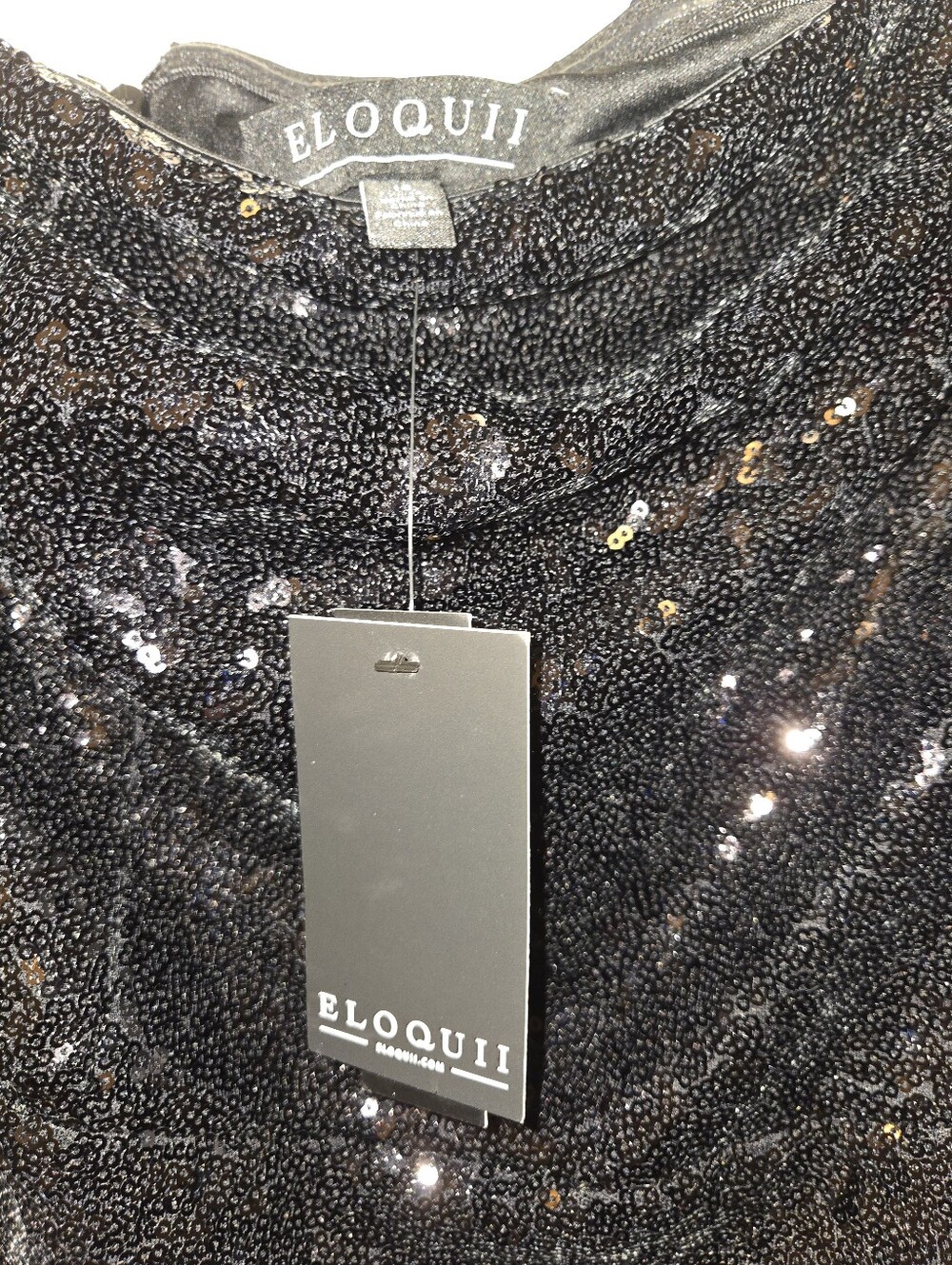 Eloquii Black Sequin Strapless Dress with Slit size 18 - Picture 4 of 5
